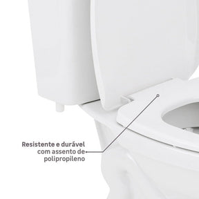 Kit Vaso Sanitário com Caixa Acoplada e Assento Branco Duplo Acionamento 3/6L Saída Vertical Like Celite