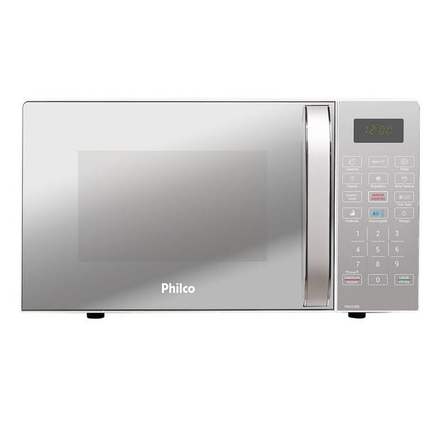Micro-ondas Philco 20 Litros Com Revestimento Limpa Fácil Porta Espelhada Branco Pmo23eb – 220 Volts